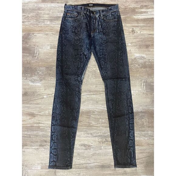 Hudson Jeans Skinny Blue Dark Wash Snakeskin Print Crop Stretch Women’s Sz 26 - Picture 2 of 6